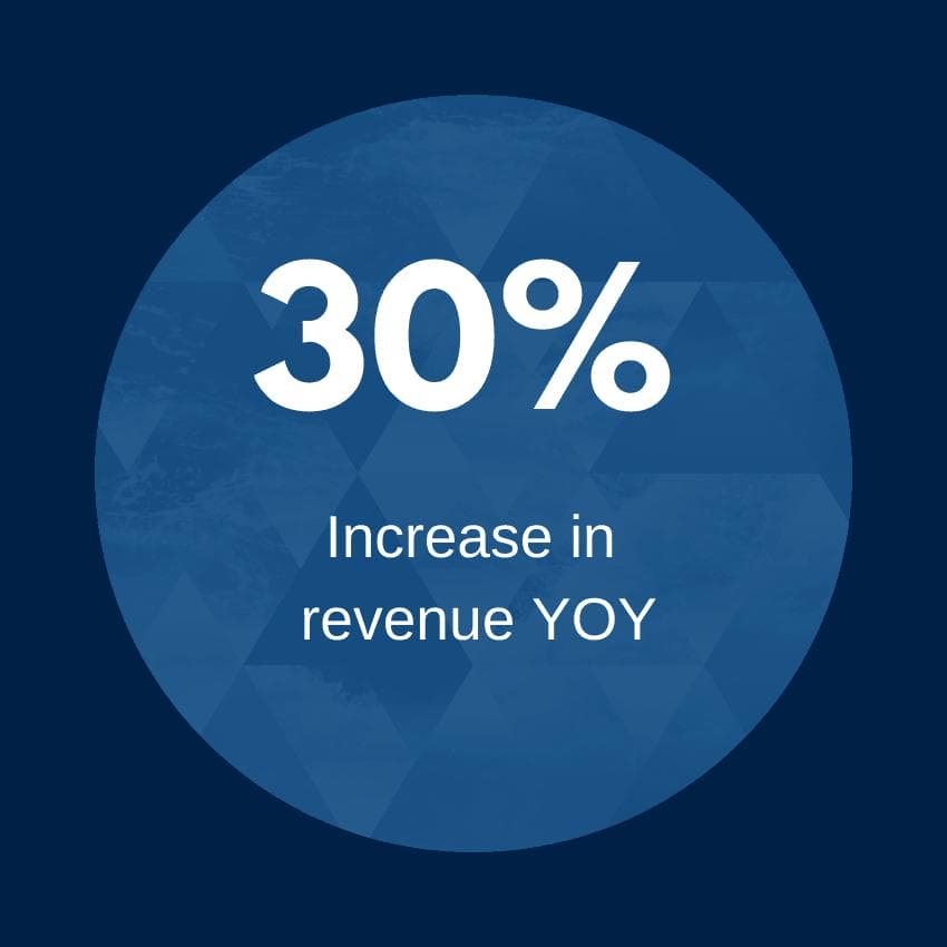 30 percent increase in revenue YOY